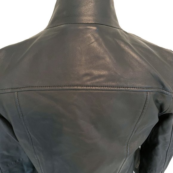 All Saints Lewin Leather Biker Jacket in Black, Size US 4 Small - Picture 11 of 16